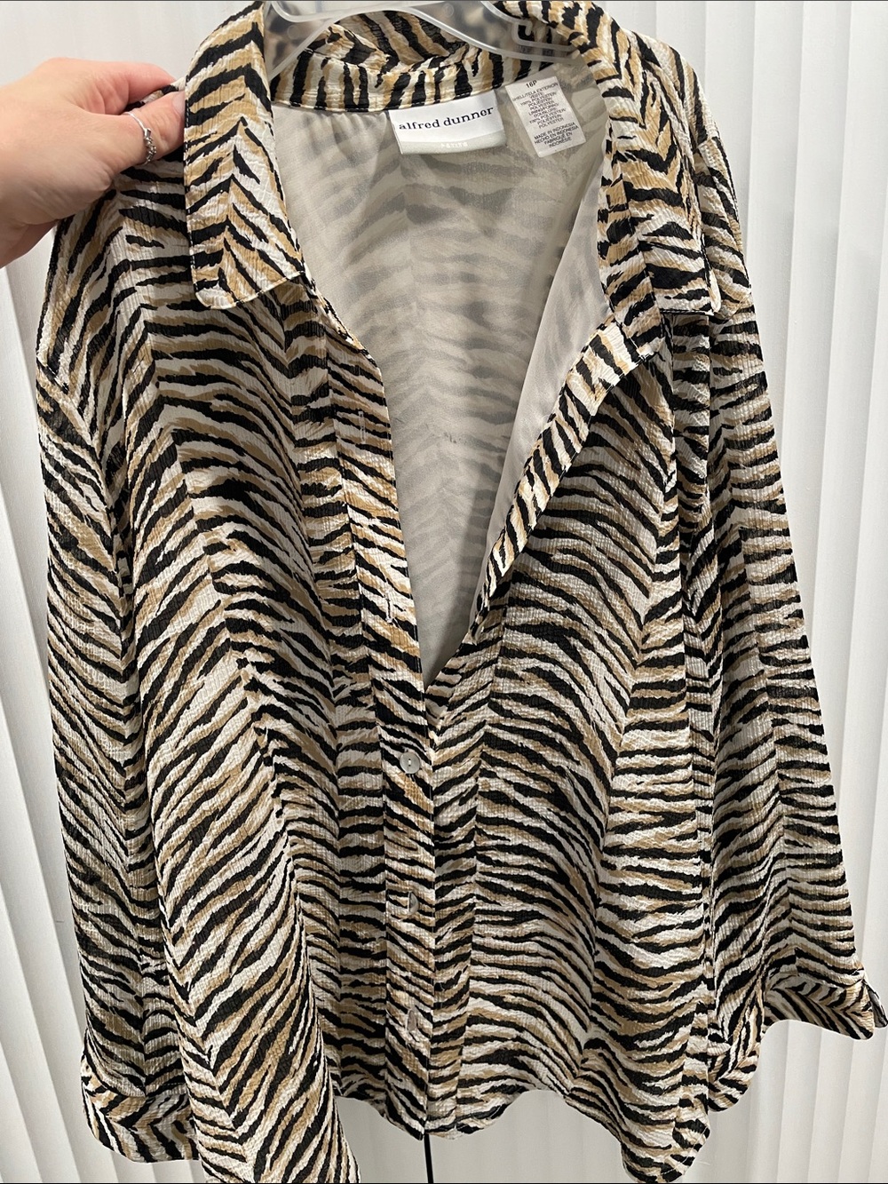 Alfred Dunner Zebra-Print Button Front - Black, Tan, Cream